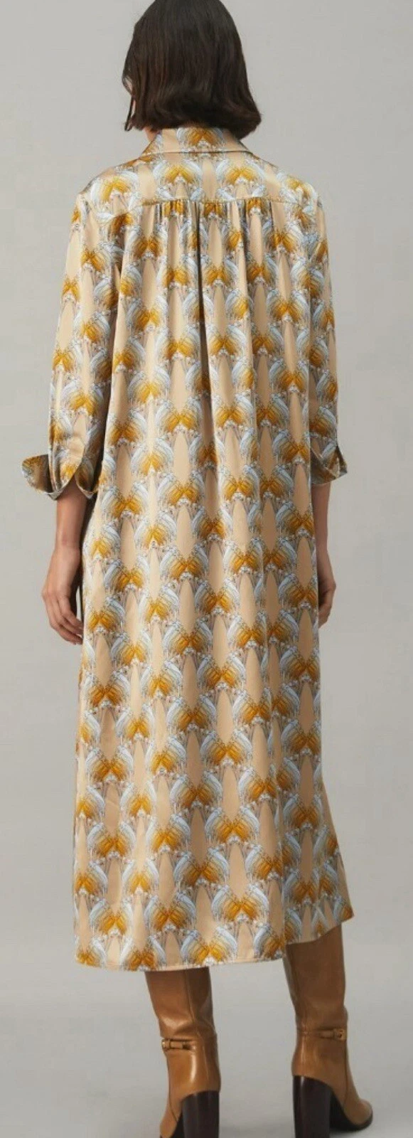 Camicia nuova senza etichette Tory Burch seta raso stampa uccellino US4 spedizione gratuita