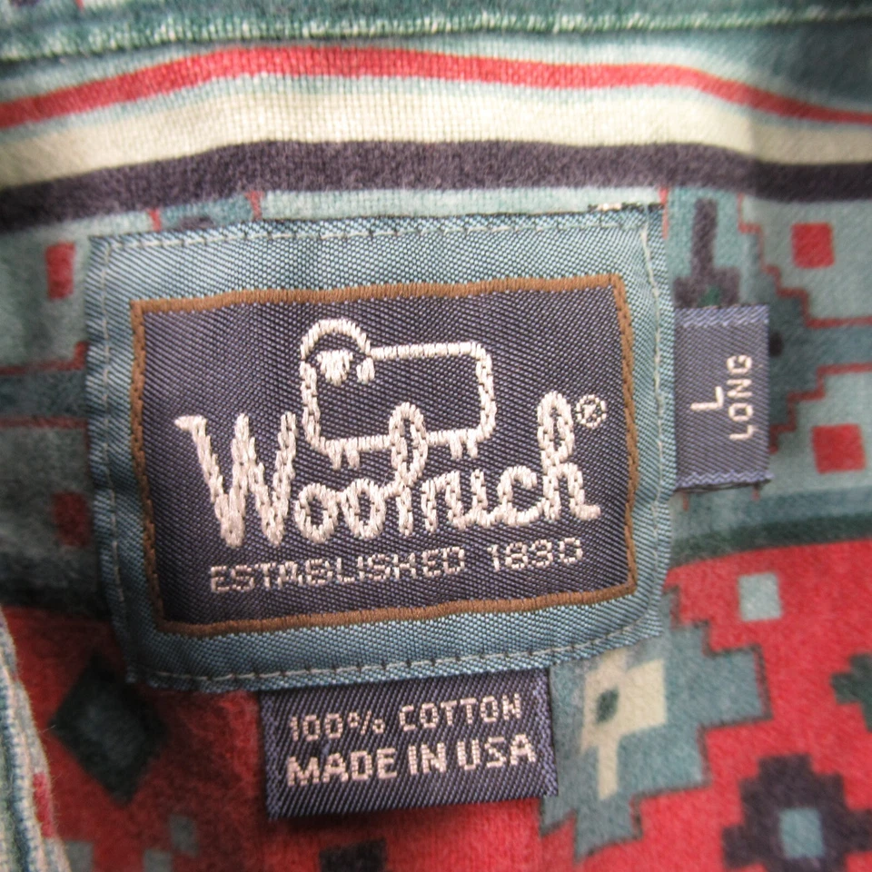 Woolrich Shirt Mens Large Long Sleeve Button Front Vintage Aztec USA Flannel - Image 3 of 4