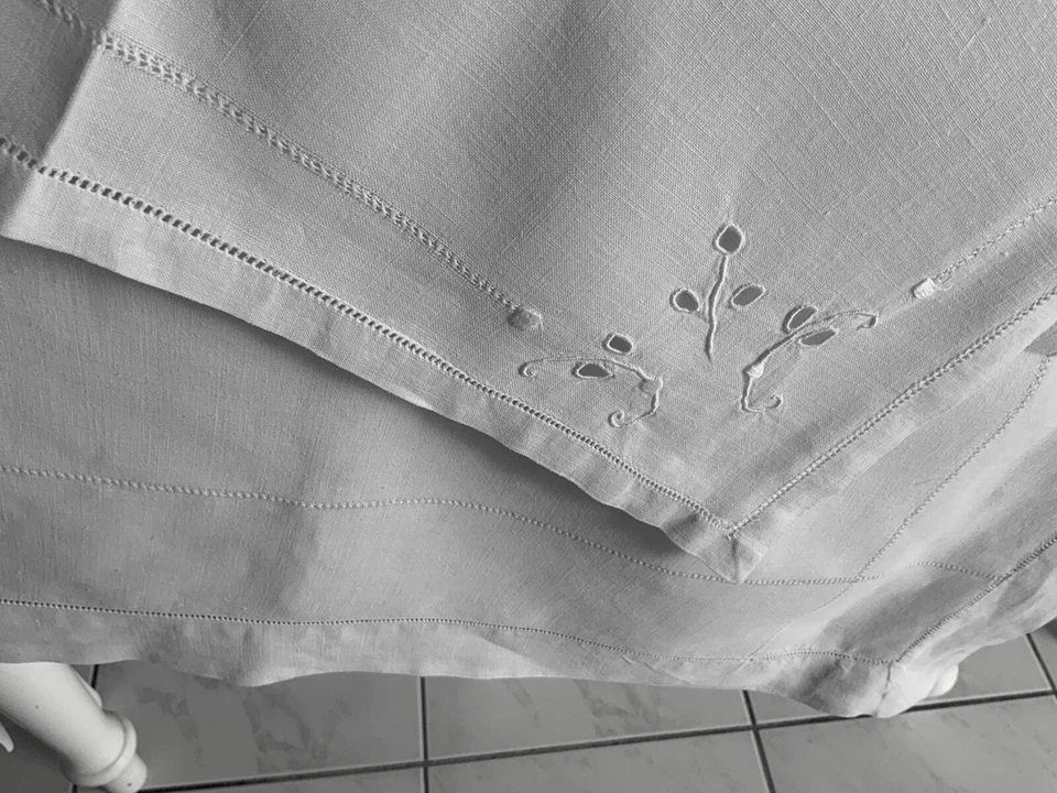 Linge Ancien 6 Serviettes De Mariage En Fil De Lin Brodé Point Bourdon Napoleon - Photo 3/4