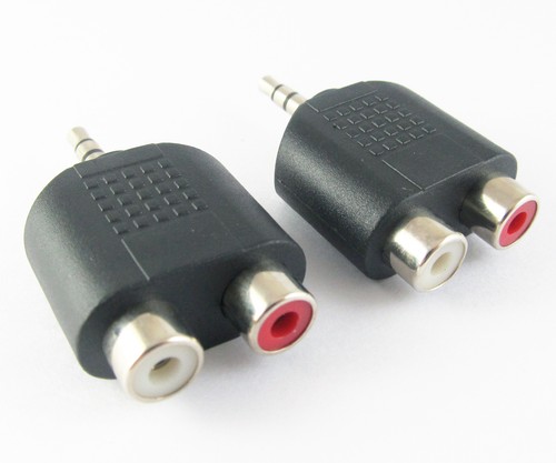 50pcs 3.5mm Stereo Male to 2 RCA Female Jack Twin Phono Y Splitter Audio Adapter - Picture 2 of 4