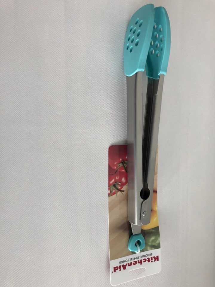 New KitchenAid Aqua Stainless Steel Sky Silicone Tipped Tongs (HAQA) - Image 2 of 3