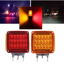 2Pcs Square39 LED Dual Face Stud Mount Pedestal Cab Fender Turn Signal Light