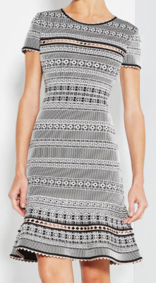 herve leger dress black and white Herv Lger Strapless Stripped Midi Party | Finished with side boning Contemporary Herve Leger Bone and