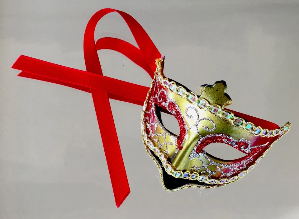 Decorated Mardi Gras Mask Multicolor With Bids & Gold Decor - Image 4 of 4