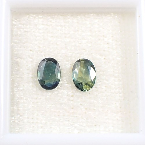 0.90ct Qty 2, Oval 6x4 mm Multi Color Natural Australian Parti Sapphire Gemstone - Picture 9 of 12