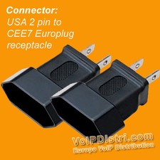 2x Adapter: USA 2 pin to flat EURO Socket, CE...