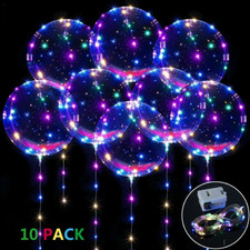 10/20/30 Pack 20Inch LED Light up Bobo Balloons Colorful String Lights Transpare