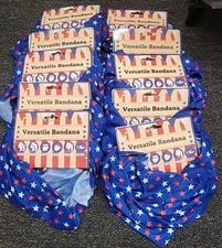 Lot Of 10 -Patriotic Headwear Head Wrap Face Mask Magic Scarf Bandana-Unisex