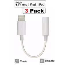 For iPhone Headphone Adapter Jack 8 Pin to 3.5mm Aux Cord Dongle Converter 3Pack
