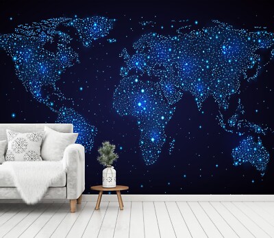 3D Star World Map K1228 Wallpaper Mural Self-adhesive Removable Sticker Kay