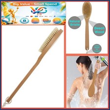Long Handle Wooden Bath Body Brush Natural Boar Bristles Dry Wet Exfoliating Spa