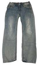 Rock Revival Jeans Women's Sz 31 Bootcut Embellished Distressed Read