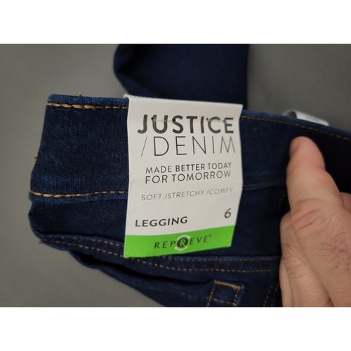 Justice Jeans Youth Girls Size 6 Skinny Legging Stretch Pull On Dark Blue Denim - Picture 11 of 15
