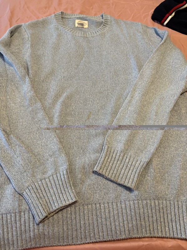 St Johns Bay Pullover Sweater 100% Cotton Light Blue Heather Sz Large 