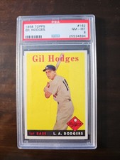 1958 Topps Gil Hodges #162 High Grade PSA 8 Near Mint-Mint Los Angeles Dodgers