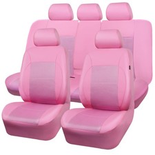 CAR PASS Pink Leather Seat Cover Automotive Breathable Universal Car Seat Cov...
