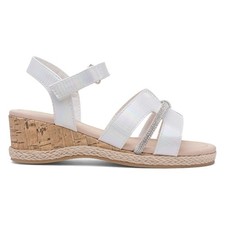Lilley Girls Sandals  White Kids Wedge Easy Fasten Diamante Iridescent SIZE