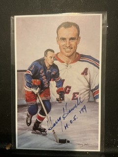 HARRY HOWELL SIGNED LEGENDS OF HOCKEY HALL OF FAME POSTCARD NEW YORK RANGERS