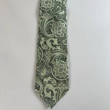 BERGAMO - NEW YORK / Fresh Shades of Green Exotic Floral Fantasty Poly Tie