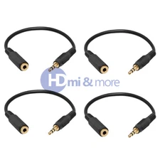 4 PACK 3.5mm Extension Cable 6 Inch Headphone 1/8" AUX Stereo Audio Cable Cord