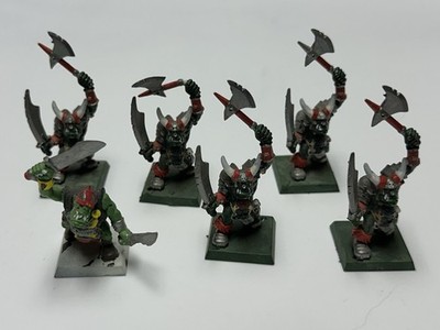 x6 Warhammer Fantasy Battles Orcs & Goblins Black Orcs Regiment with Bases