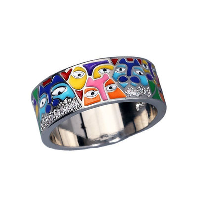 Bunter Kätzchen Katze Ring ähnlich Laurel Burch Design Gr. 10 NEU