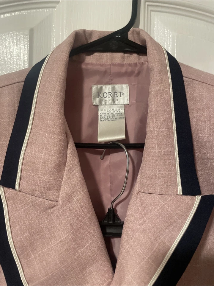 Vestido Koret Mujer Pantalón Traje Rosa/Azul Marino Almohadillas para los Hombros Pantalones Elásticos Espalda Talla 14 Foto 3 de 4