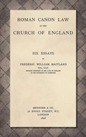 Frederic William Maitland | Roman Canon Law In The Church Of England 1898 | Buch