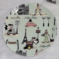 3 Dessert Plates 6.5 in. Paris French Theme  “J’aime Paris” Boston International