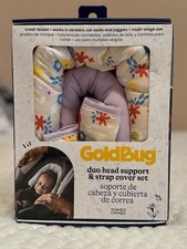 NIB GoldBug Duo Floral head support and Strap cover set - car seat, stroller