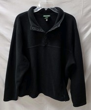 Vintage LL Bean Snap Fleece Pullover Mens XL Black Purple Trim Made In USA 90s