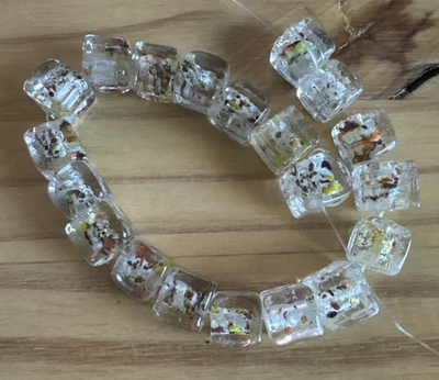 20  CLEAR CONFETTI  10mm SQUARE LAMP WORK GLASS  Loose Beads Jewelry DIY Making - image 1 of 4
