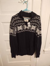NWT Weatherproof Vintage Men's Snowflake 1/4 Zip Sweater, Color Navy, Size L