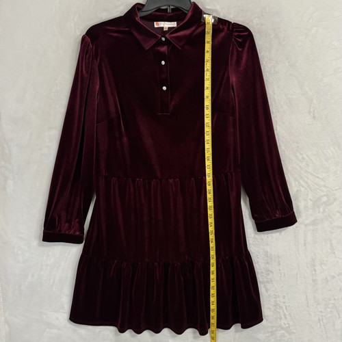 Jude Connally Henley Velvet Mini Dress Size XL Garnet Maroon Boho Gypsy Witch - Picture 10 of 16