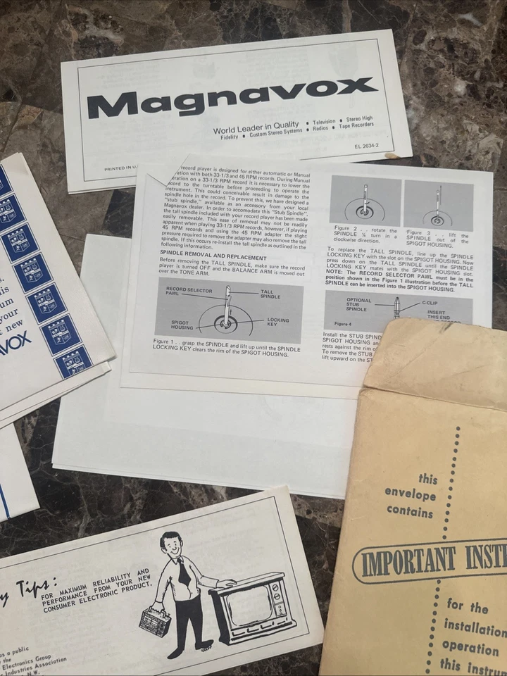 Sintonizador de radio Magnavox de colección reproductor de discos manual de instrucciones Foto 2 de 4