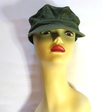 1960's Vintage USA Military Hat 1968 Utility Cap Sateen Vietnam War Olive