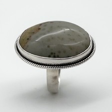 Artisan Oval Ocean Jasper 925 Sterling Silver Statement Ring Size 6.5