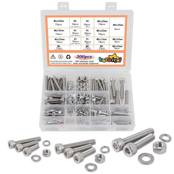 Schrauben Set M5 M6 M8 Schraubensortiment Mit Muttern Unterlegscheiben Mit Mutte-image