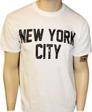 NYC Factory T-Shirt Distressed Screenprinted White Lennon Tee NYC Factory