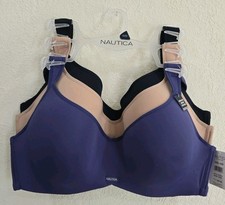 NWT Nautica 3 Pack Lightly Lined Soft Hidden wire Comfort Strap Bras Sz 42D