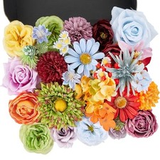 Artificial Flowers Combo Box, 38PCS Fake Flowers, Silk Flower Mix Multi Color