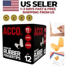Durable Amber Rubber Finger Tips - Size 11.5 Medium, 12 Pack for Precision