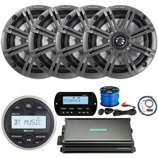 JBL PRV175 Receiver, 4X 6.5" Charcoal Speaker, Amp w/ Kit, Remote,USB/AUX Mount