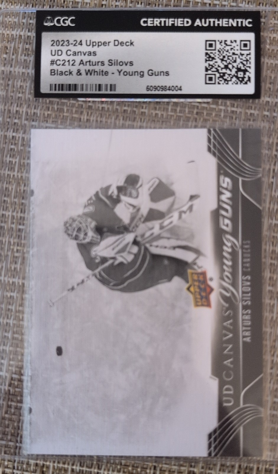 2023-24 Upper Deck Series 2 - Canvas Young Guns Arturs Silovs C212 Black & White