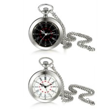 Easy to Read 24H Roman Numeral Dial Pocket Watch Pendant Necklace Sweater Chain