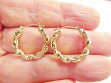 REAL 14K SOLID YELLOW GOLD 20MM TWISTED EARRINGS