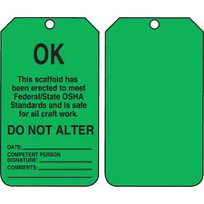 Accuform Tss103ctp Tag, Scaffold, Cardstock, 5 3/4 In H X 3 1/4 In W,