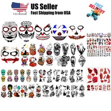 42 Sheets Halloween Temporary Tattoo Family Set Day of Dead Pumpkin Ghost for...