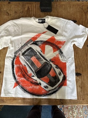 Godspeed Men's Graphic Car Print Cotton Jersey T-Shirt White Size S