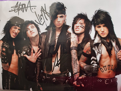 Black Veil Brides Hand Signed presentation A4 on glossy print by the band